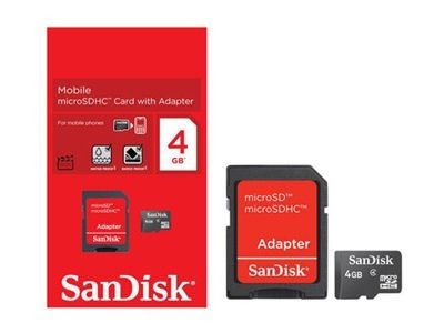 CARTÃO DE MEMORIA SANDISK SD 4GB 2X1