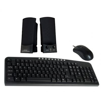 Kit Desktop Multimídia 3 em 1 C/ Teclado Multimdia, Mouse Óp